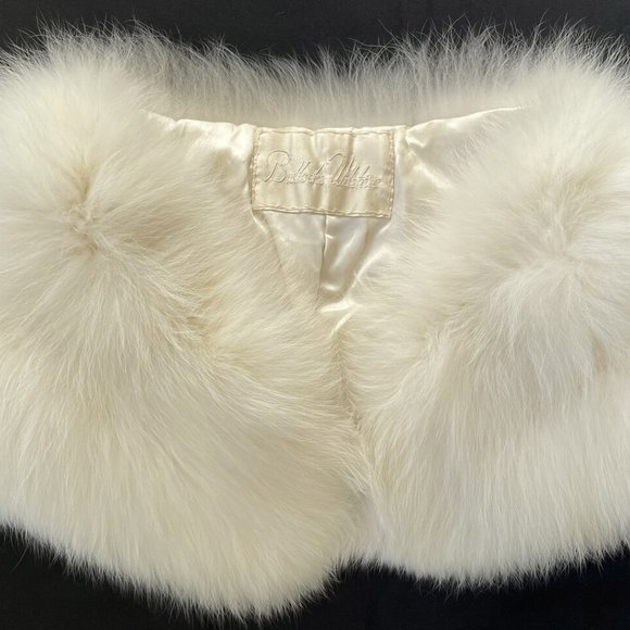 Arctic FOX Fur Stole, Warm Ivory Bridal Shawl, Real Vintage Fur - Picture 8 of 10